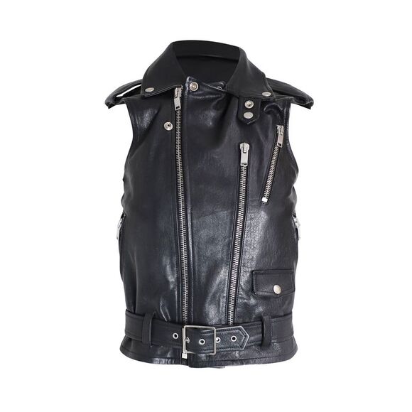 Saint Laurent Classic Sleeveless Motorcycle Jacket in Black Leather - Picture 1 of 3